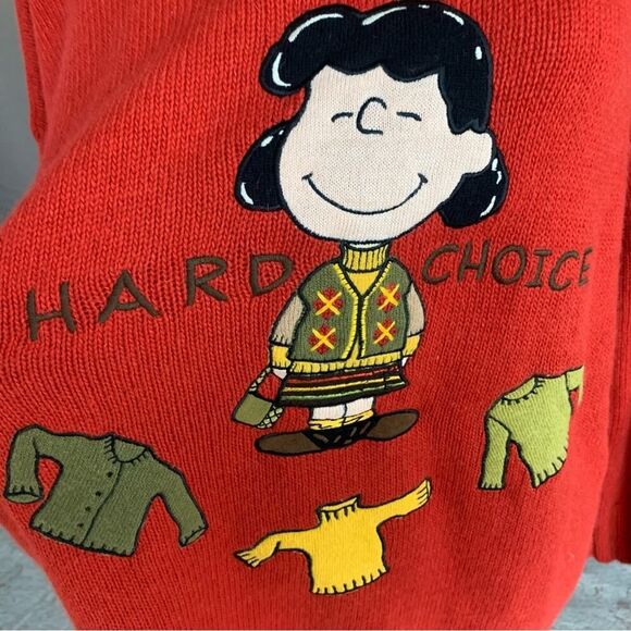 JC de Castelbajac RARE Vintage "Lucy" Charlie Brown Patchwork Sweater Red XXL - Picture 8 of 12